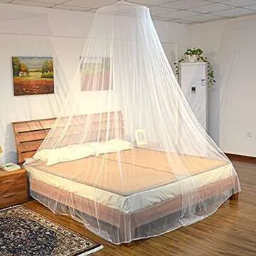 Twinkle Star Bed Canopy for Single to King Size Beds, Elegant Dome Bed Netting Canopy Curtains Canopy for Single to King Size Beds (White)