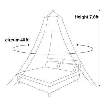 Twinkle Star Bed Canopy for Single to King Size Beds, Elegant Dome Bed Netting Canopy Curtains Canopy for Single to King Size Beds (White)