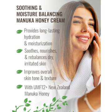 Wild Naturals Manuka Honey Moisturizer for Dry, Sensitive Skin – Eczema Relief Face Cream – Soothing Cream for Redness & Irritation – Face, Hand & Body Moisturizer for Women & Men