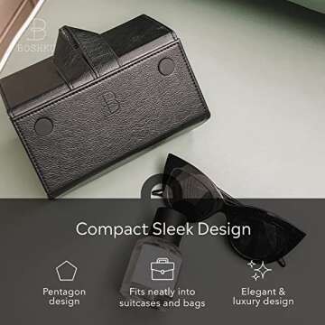 Travel Jewelry Organizer Jewelry Box – Luxurious, Compact Jewelry Travel Organizer w/Necklace Holder, Earring Organizer, Ring Holder, Hidden Compartments Jewelry Roll Case w/ 5X Capacity! (BLACK)