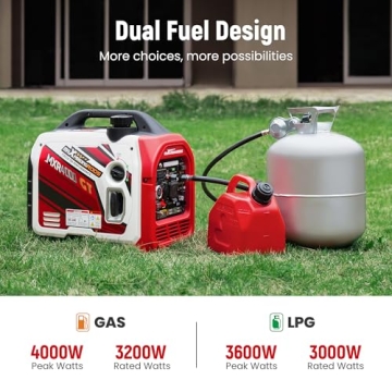 Powerful 4000 Watt Dual Fuel Generator with Bluetooth Control