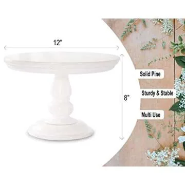 12 inch White Wooden Cake Stand - for All Occasions, Weddings, Christenings Birthday Parties