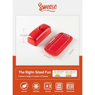 Sweese Butter Dish - Elegant Porcelain Butter Keeper