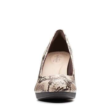 Clarks womens Adriel Viola Pump, Taupe Synthetic Snake Print, 8.5 US
