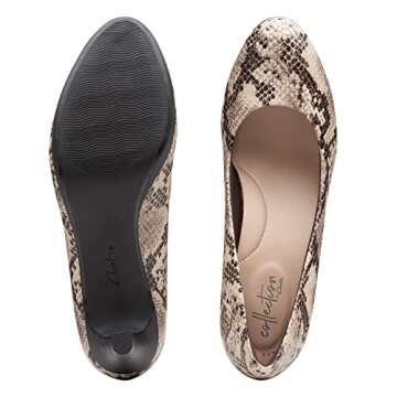 Clarks womens Adriel Viola Pump, Taupe Synthetic Snake Print, 8.5 US