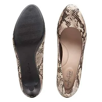 Clarks womens Adriel Viola Pump, Taupe Synthetic Snake Print, 8.5 US
