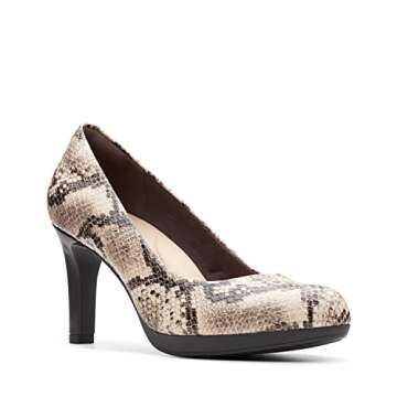 Clarks womens Adriel Viola Pump, Taupe Synthetic Snake Print, 8.5 US