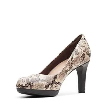 Clarks womens Adriel Viola Pump, Taupe Synthetic Snake Print, 8.5 US