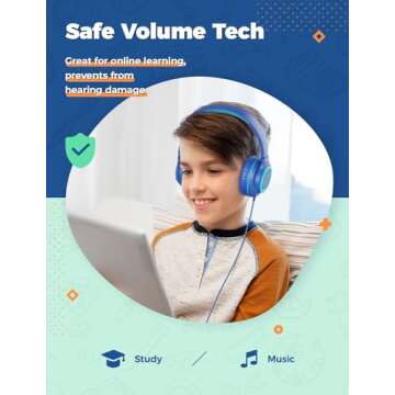 iClever 2Pack Kids Headphones with Sharing Splitter - 85dBA Safe Volume Limited - HS22 Wired Headphones for Kids Teens, Tangle-Free 3.5mm Jack Foldable Stereo Headphones for School/Tablet/Travel