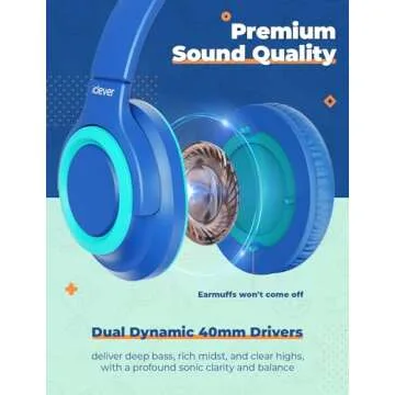 iClever 2Pack Kids Headphones with Sharing Splitter - 85dBA Safe Volume Limited - HS22 Wired Headphones for Kids Teens, Tangle-Free 3.5mm Jack Foldable Stereo Headphones for School/Tablet/Travel