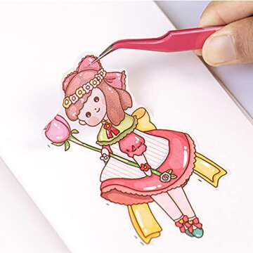 MAXLEAF 2pcs Stainless Tweezers Straight Curved Tweezers for Stickers Eyelash Extensions Precision Electronics Nail Rhinestone Jewelry, Scrapbooking Tools (Purple)