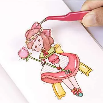 MAXLEAF 2pcs Stainless Tweezers Straight Curved Tweezers for Stickers Eyelash Extensions Precision Electronics Nail Rhinestone Jewelry, Scrapbooking Tools (Purple)