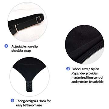 SHAPERX Shapewear for Women Tummy Control Thong Bodysuit Open Bust Body Shaper Slimmer, SZ7095-Black-3XL