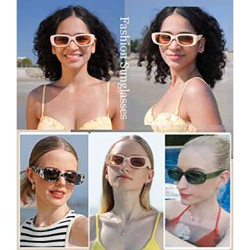 Dollger Rectangle Sunglasses for Women Retro Fashion Sunglasses UV 400 Protection Square Frame Eyewe...