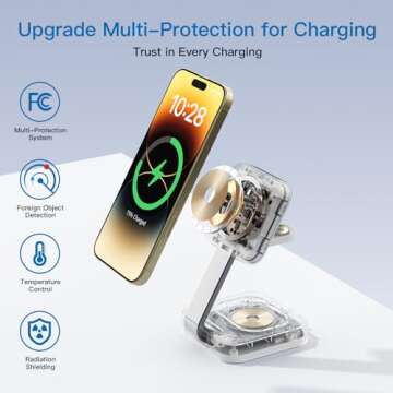 2025 Magnetic Foldable 3-in-1 Charger, Wireless Charger Station, Travel for iPhone 16 15 14 13 12 Pro Max Plus, Charger Holder for Apple Watch Series and Air pod 4 3 2 Pro, Gift for Men/Women(White)