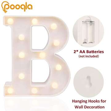 Pooqla LED Marquee Letter Lights Sign - Perfect for Home Party and Wedding Decoration