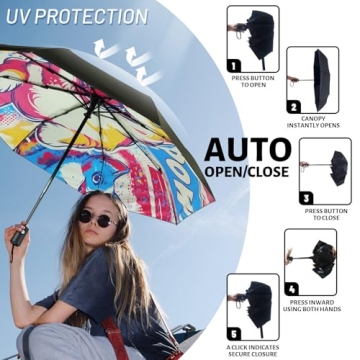 SY Compact Travel Umbrella Windproof Automatic UV Protection