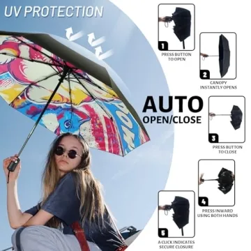 SY Compact Travel Umbrella Windproof Automatic UV Protection