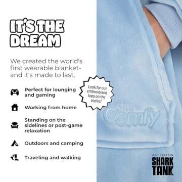 THE COMFY Dream | Lightweight Microfiber Fleece Wearable Blanket, Oversized Design with Hood from Sh...