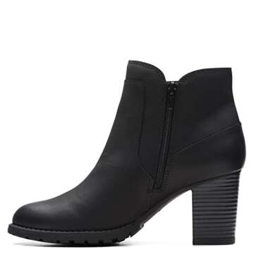 Clarks Verona Step Fashion Boot for Women in Black Leather