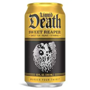 Liquid Death, Sweet Reaper Iced Tea, 12-Pack (12 oz Cans), Southern Style Sweet Tea, Low Calorie, No...