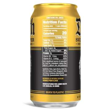 Liquid Death, Sweet Reaper Iced Tea, 12-Pack (12 oz Cans), Southern Style Sweet Tea, Low Calorie, No Artificial Sweeteners, B Vitamins