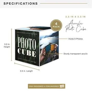 MCS 3.25x3.25 Inch Clear Plastic 6 Sided Photo Cube 4-Pack, Clear (65750)