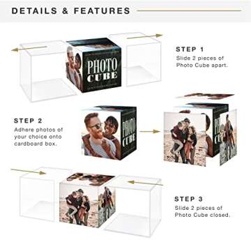 MCS 3.25x3.25 Inch Clear Plastic 6 Sided Photo Cube 4-Pack, Clear (65750)