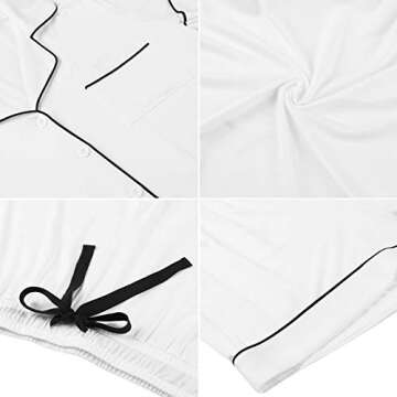 Pajamas Soft Women's Short Sleeve Button Sleepwear Shorts Shirt PJ Set White S