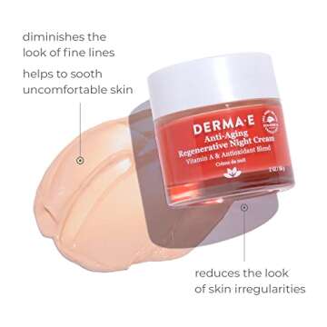 Derma E Anti-Aging Regenerative Night Cream – Firming Astaxanthin Moisturizer For Face – Lightwe...