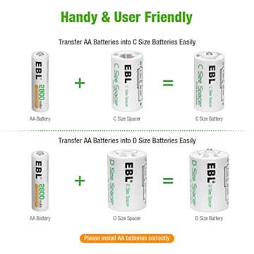 EBL Purple Super Power Battery Box Include : 12 AA Batteries + 8 AAA Batteries +2pcs C/D Adapters