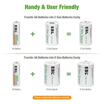 EBL Purple Super Power Battery Box Include : 12 AA Batteries + 8 AAA Batteries +2pcs C/D Adapters