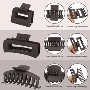 12 Pack Stylish Large Claw Clips for Thick Hair