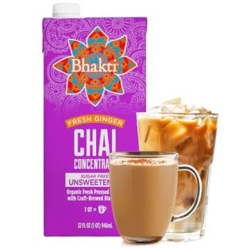 Bhakti Chai Ginger & Black Tea Concentrate | Organic, Vegan, Fair Trade, Kosher, Gluten-Free, Sugar-...