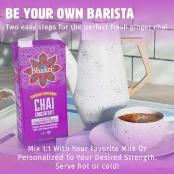 Bhakti Chai Ginger & Black Tea Concentrate | Organic, Vegan, Fair Trade, Kosher, Gluten-Free, Sugar-Free | Original (Unsweetened), 32 oz (Pack of 3)