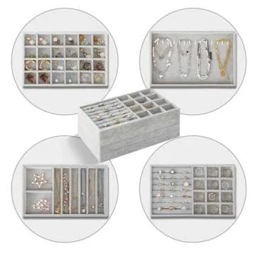 Fixwal Stackable Jewelry Trays Set of 4 for Organized Storage