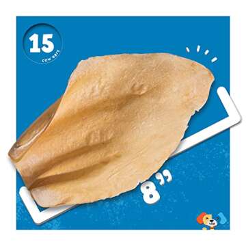 Jack&Pup White Cow Ears for Dogs | Single Ingredient, 100% Natural Healthy Dog Treats Cow Ear Dog Chews (15 Pack)