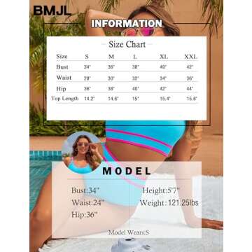 BMJL Women's High Waisted Bikini Sets Sporty Two Piece Swimsuits Color Block Cheeky High Cut Bathing Suits(L,Sky Blue)