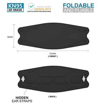 KIMARS KN95 Face Masks - 100 Pack of Black Masks