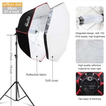 Shirtal Softbox Kit 37" 110W LED Lighting for Photography