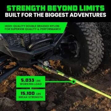 Rhino USA Kinetic Recovery Tow Rope - Heavy Duty Off-road Snatch Strap 5/8" x 20'