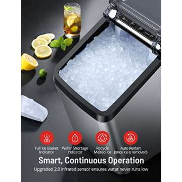 Nugget Ice Maker Countertop, Paris Rhône Sonic Ice Maker, Make 30lb Nugget Ice per Day, Electric Pebble Ice Maker with 4.8lb Ice Bin and Scoop for Home/Office/Bar/RV/Party