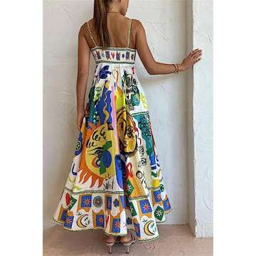 Recious Womens Sexy Spaghetti Strap Ruched Graffiti Printed Bodycon A-line Party Clubwear Dress(2.S)