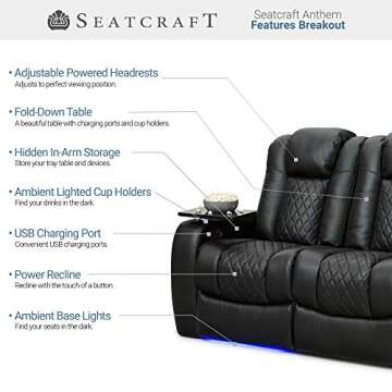 Luxurious Seatcraft Anthem Home Theater Seating - Power Recline