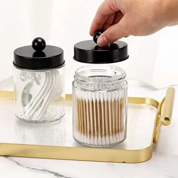 Tbestmax Glass Cosmetic Storage Canisters Set of 4