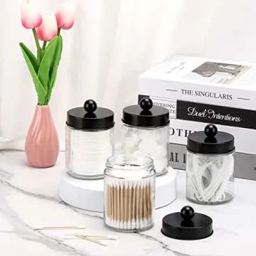 Tbestmax Glass Cosmetic Storage Canisters Set of 4