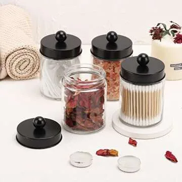 Tbestmax Glass Cosmetic Storage Canisters Set of 4