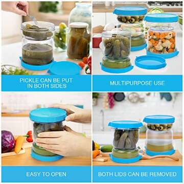 SOPHICO Pickle Jar with Strainer - Leakproof and Functional