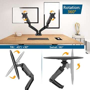 Ergonomic Dual Monitor Mount with Gas Spring System