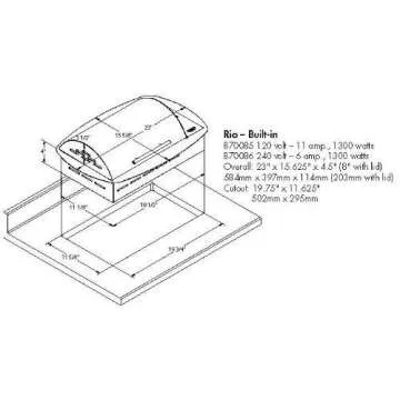 Kenyon B70086 Rio All Seasons Built-In Electric Grill, 240-volt